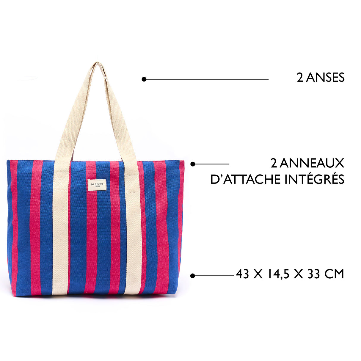 Bolso de mano a rayas elegante de oficina - Frambuesa