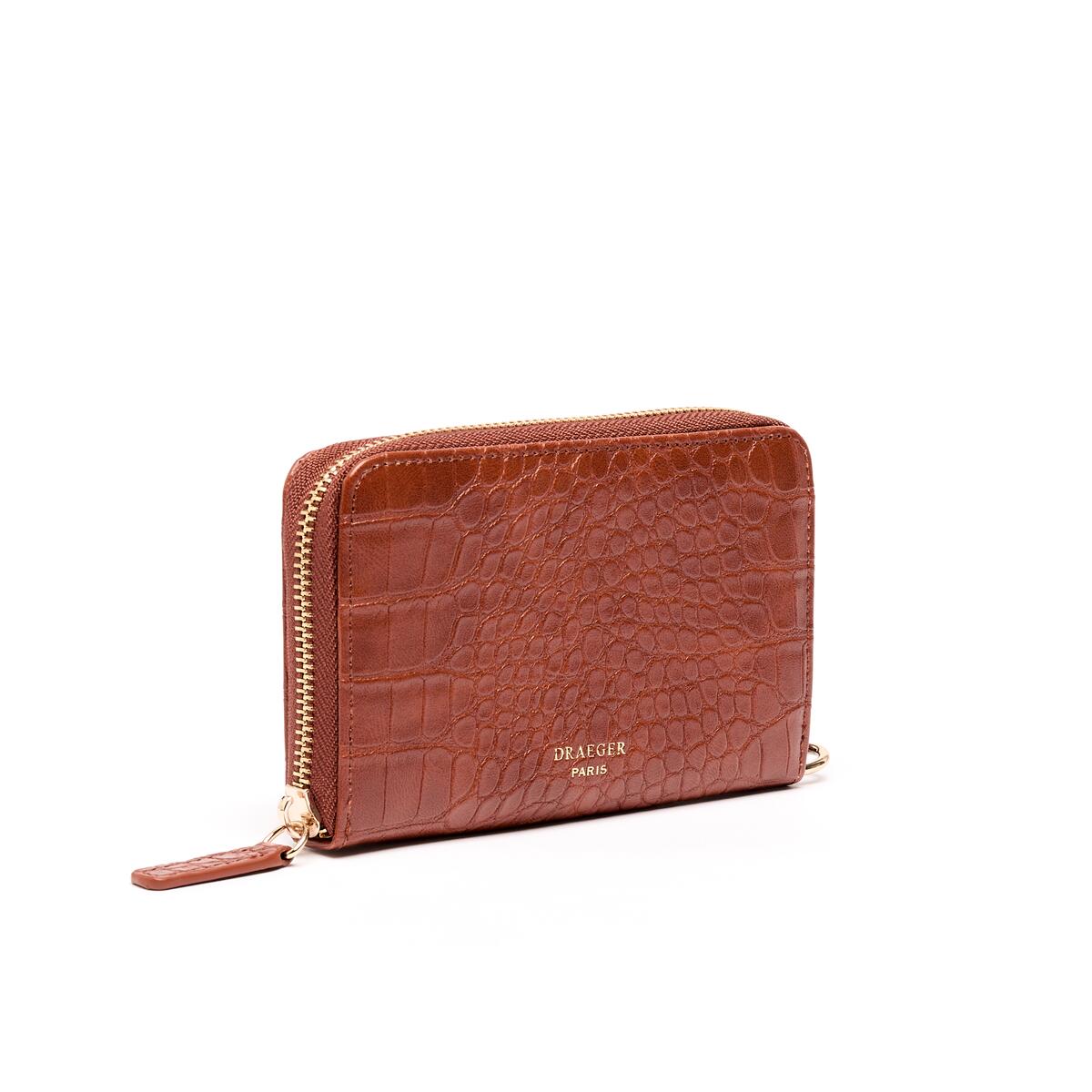 Moyen Portefeuille Croco Cognac 2