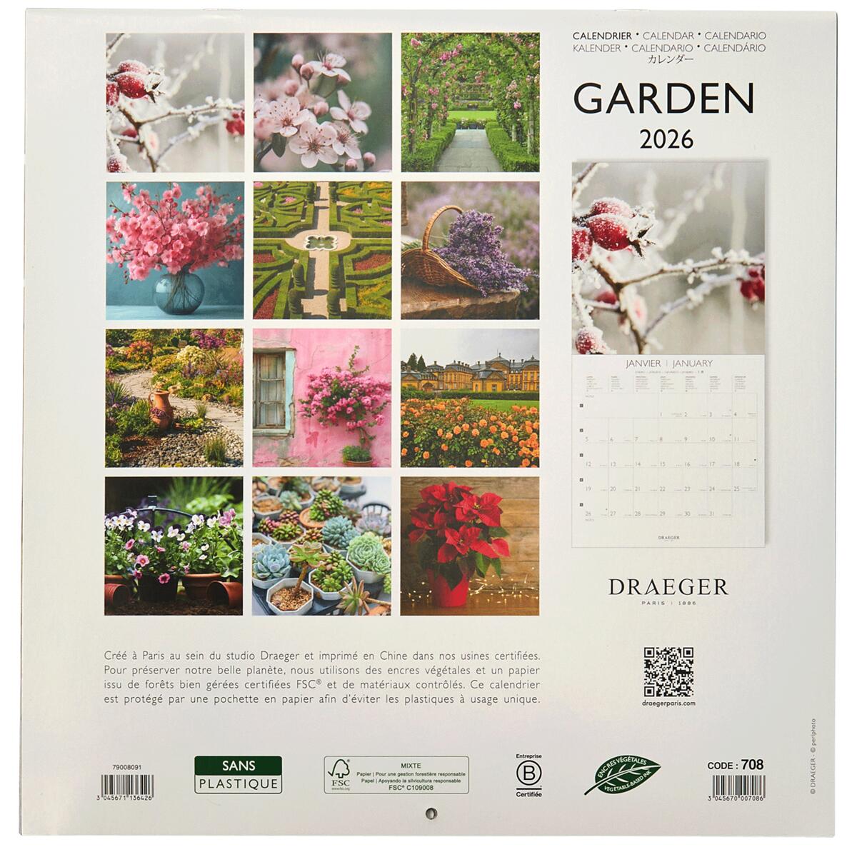 Grand calendrier mural 2026 Jardins 2