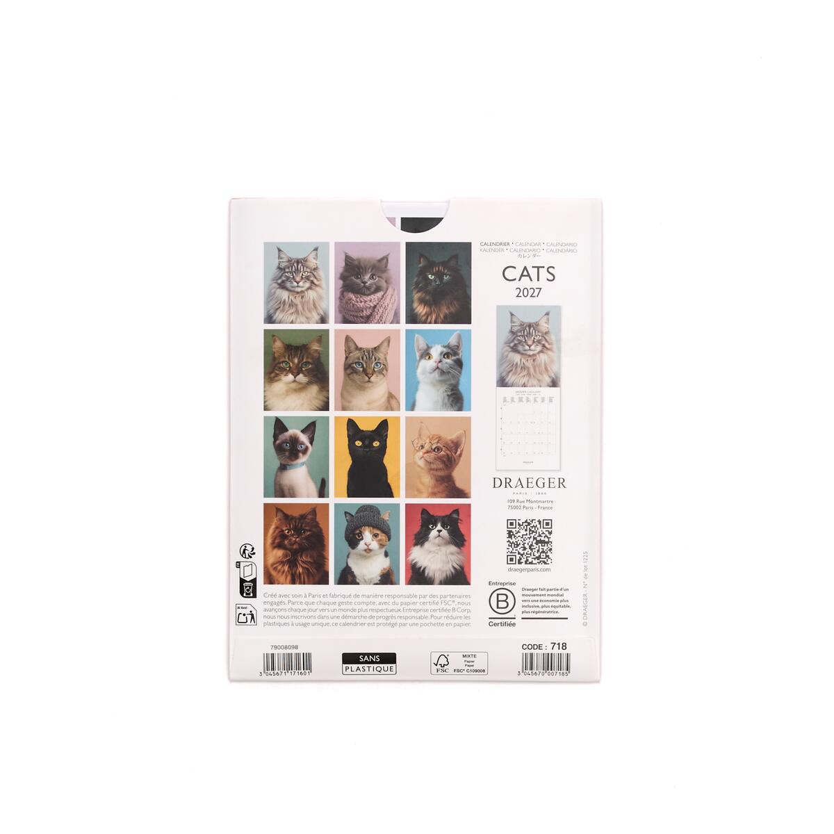 Petit calendrier mensuel 2027 Chats 2