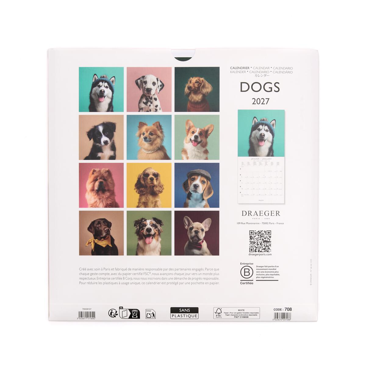 Grand calendrier mensuel 2027 Chiens 2