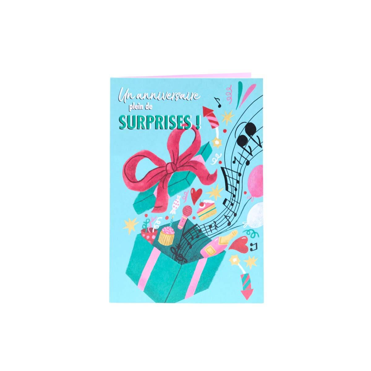 Carte Musicale " Un anniversaire plein de surprises " 1