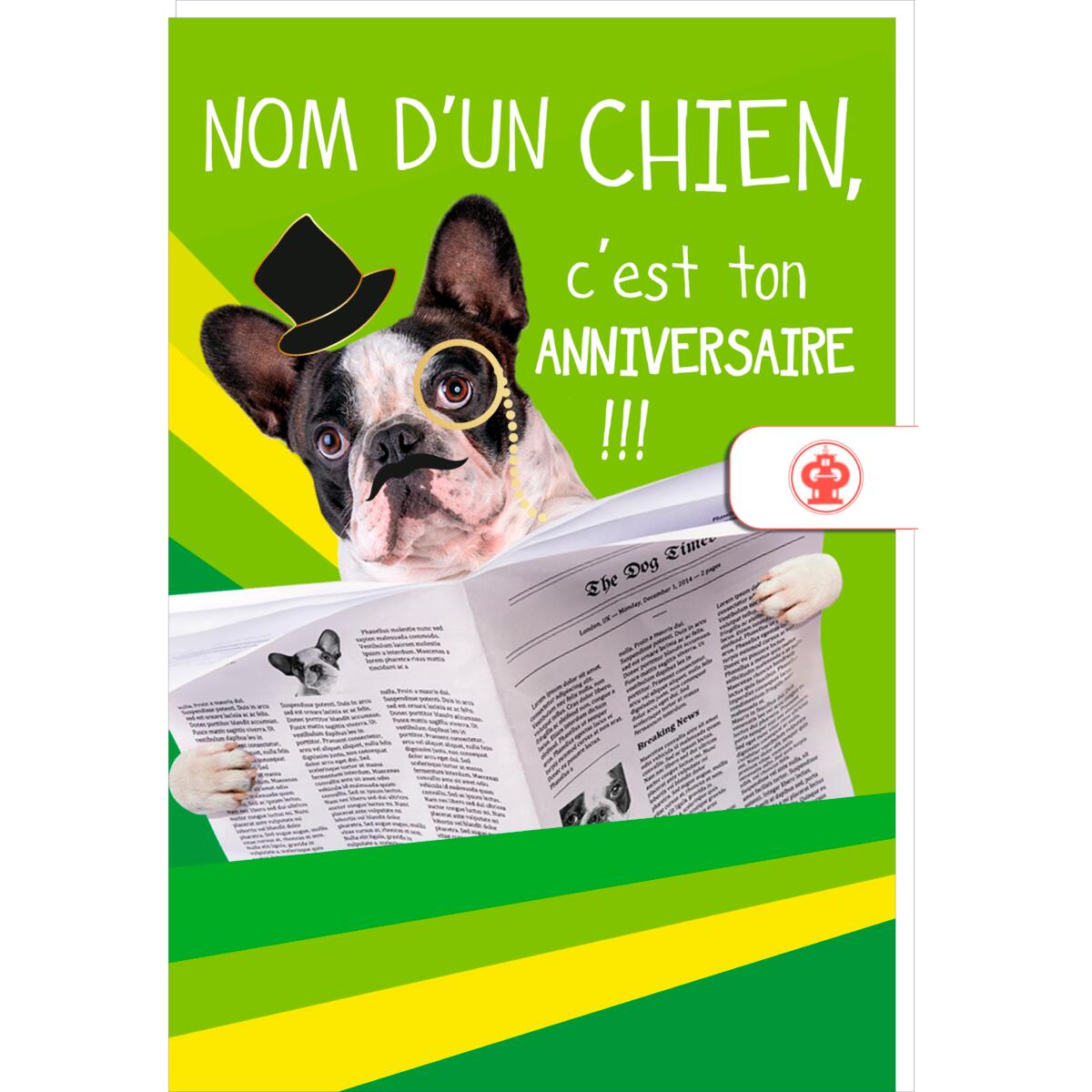 Carte anniversaire humour Chien journal 1