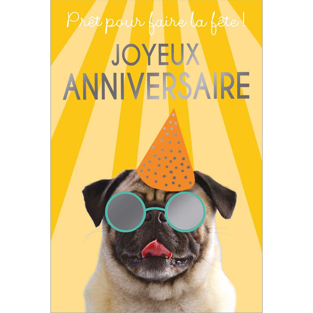 Carte anniversaire humour Chien chapeau 1