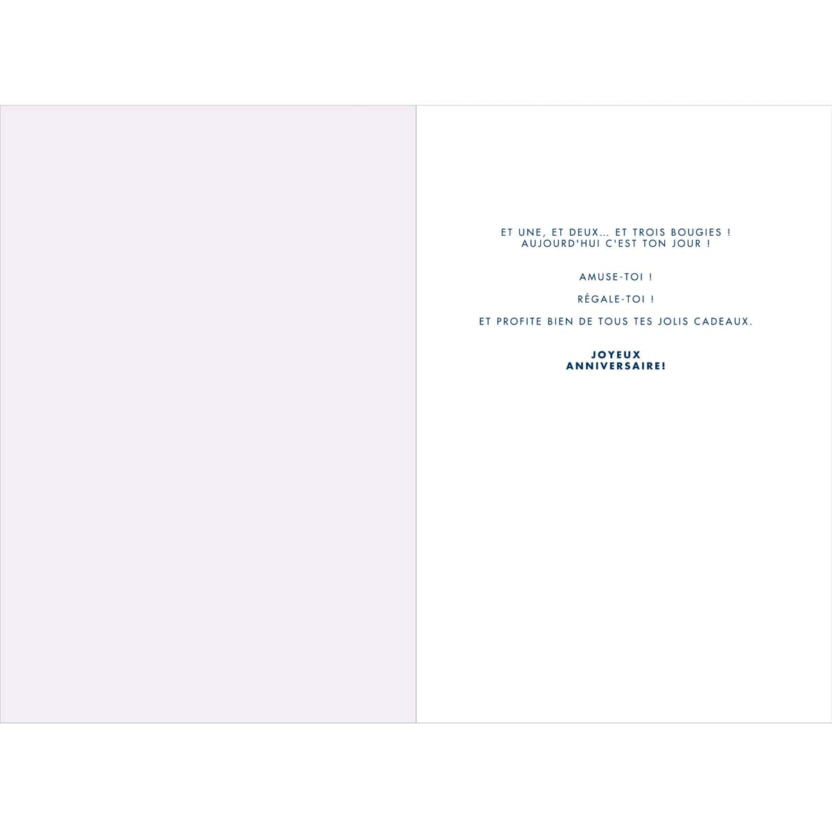 Carte d'anniversaire 3 ans en Or - Violet - A message - Pour Enfant Fille Garçon - Ballons - 11,5 x 17 cm