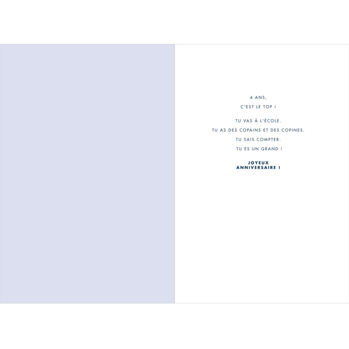 Carte anniversaire années 4 ans 2