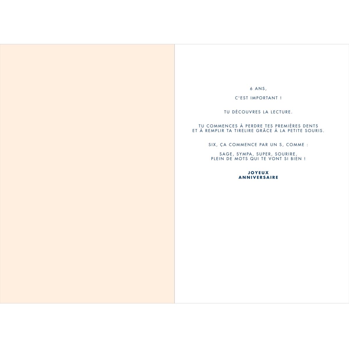 Carte anniversaire années 6 ans 2
