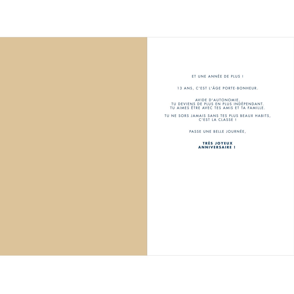 Carte anniversaire années 13 ans 2
