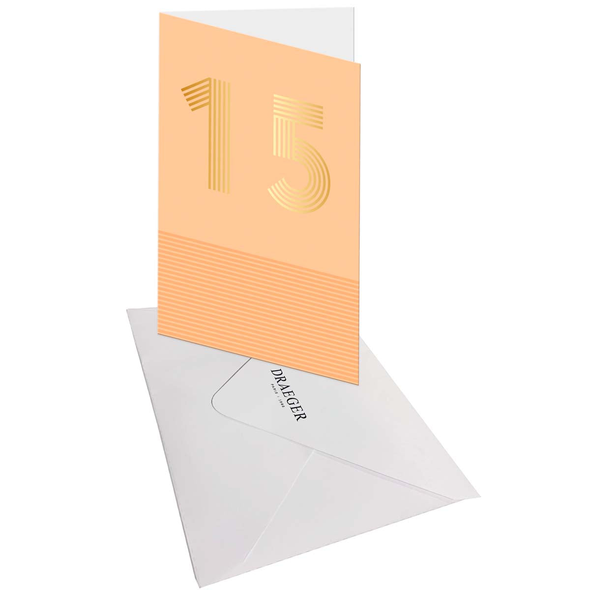 Carte d'anniversaire 15 ans en Or - Orange - A message - Pour Ados Fille Garçon - 11,5 x 17 cm