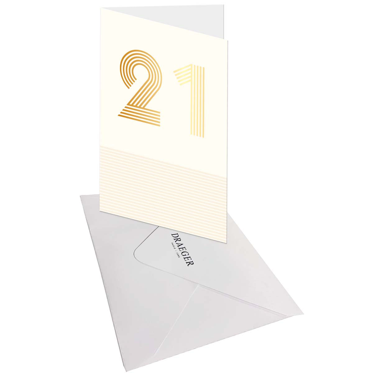 Carte d'anniversaire 21 ans en Or - Blanc - A message - Pour Homme et Femme - 11,5 x 17 cm