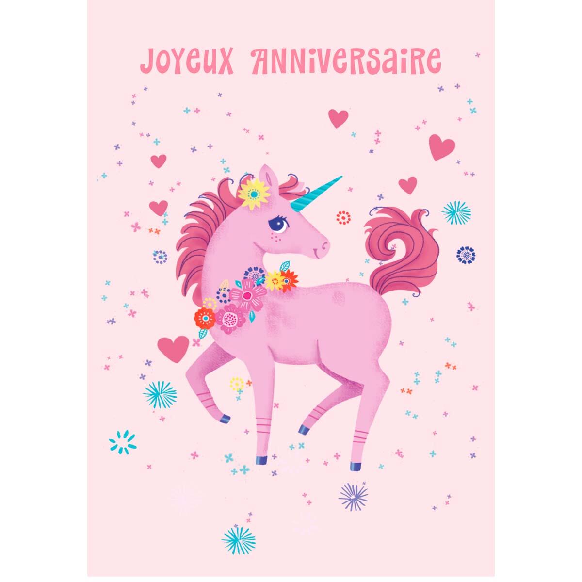 Carte anniversaire enfant Anniversaire licorne 1