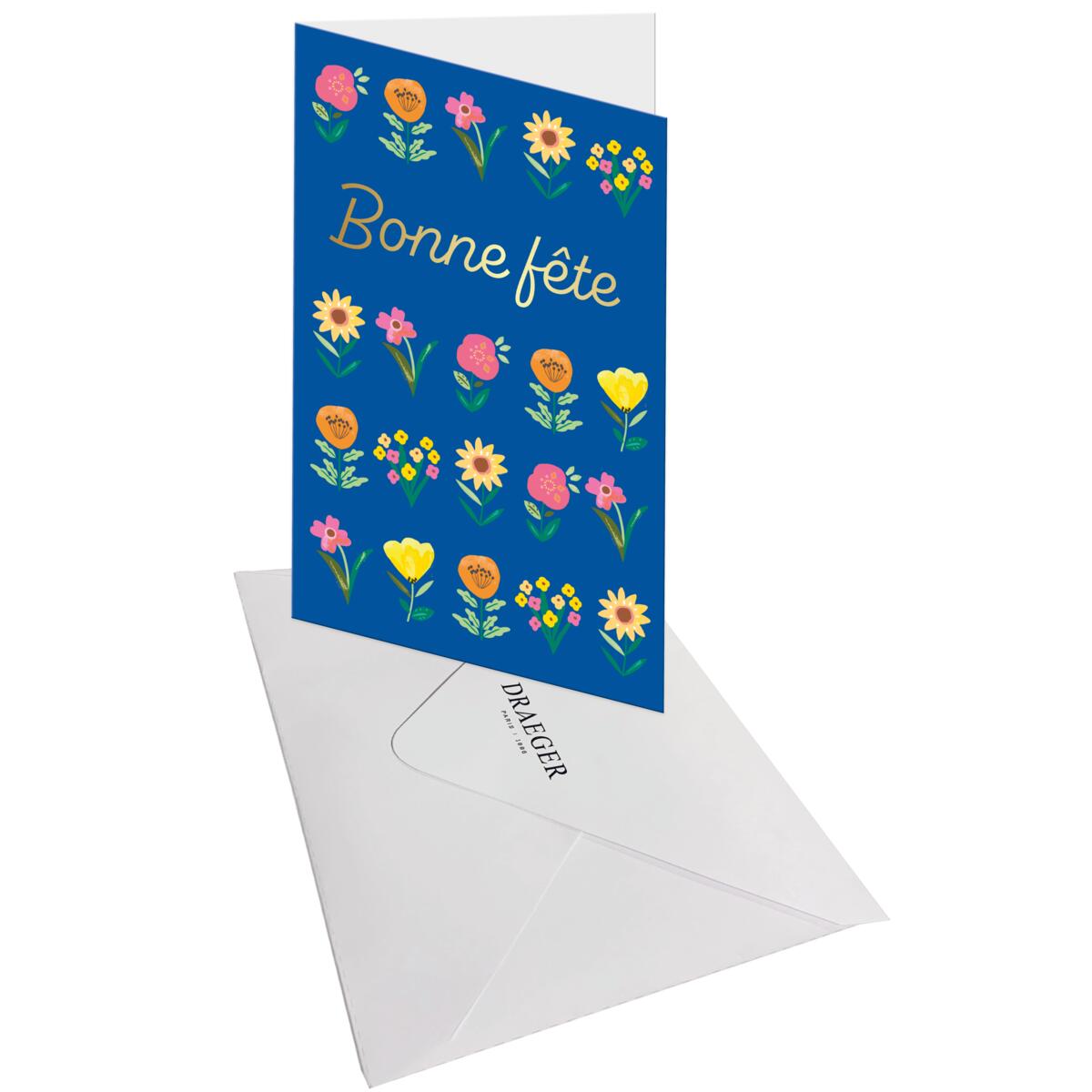 Carte fête des grands-mères Bonne fête fleurs bleu 3