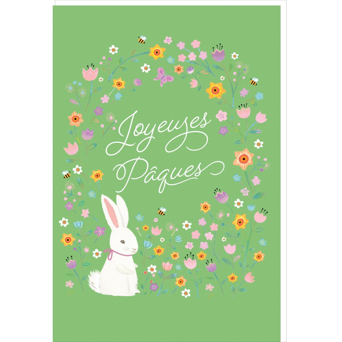 Carte de Pâques - Lapins & Fleurs 1