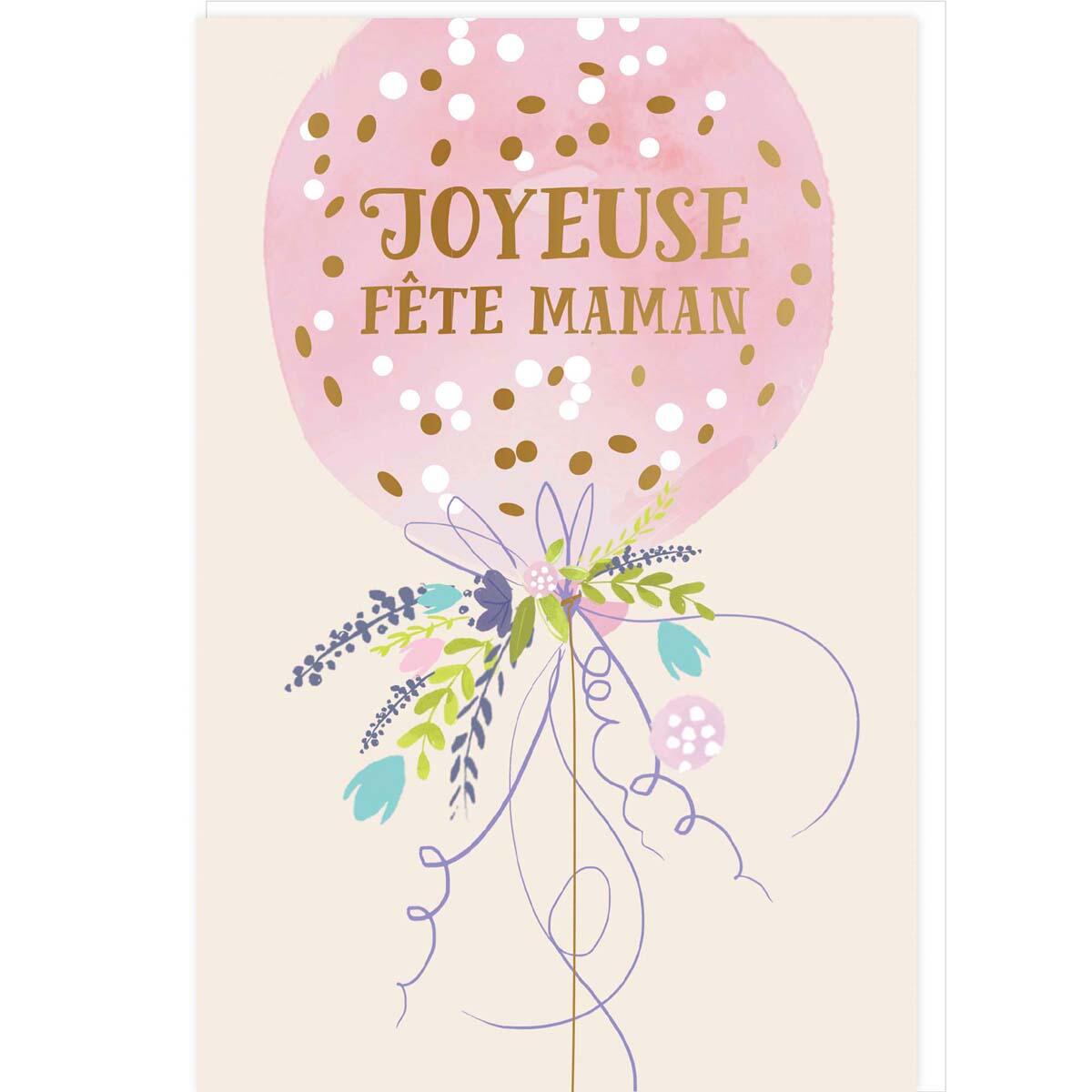 Carte Fête des mères rose " Joyeuse Fête Maman"