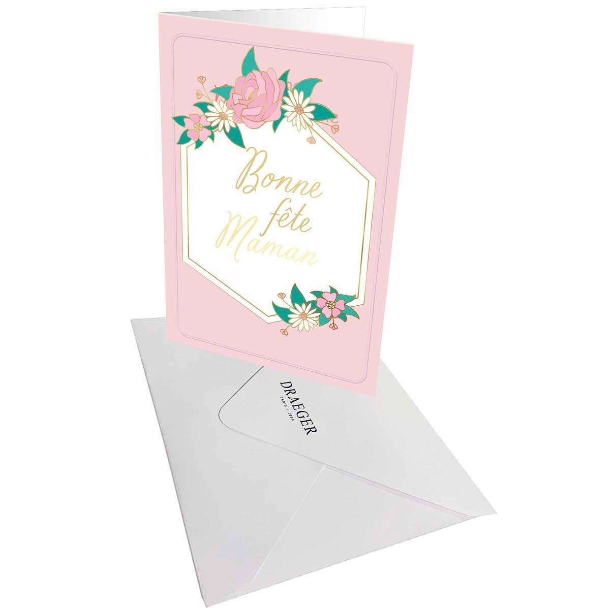 Carte Fête des mères rose "Bonne fête maman" 3