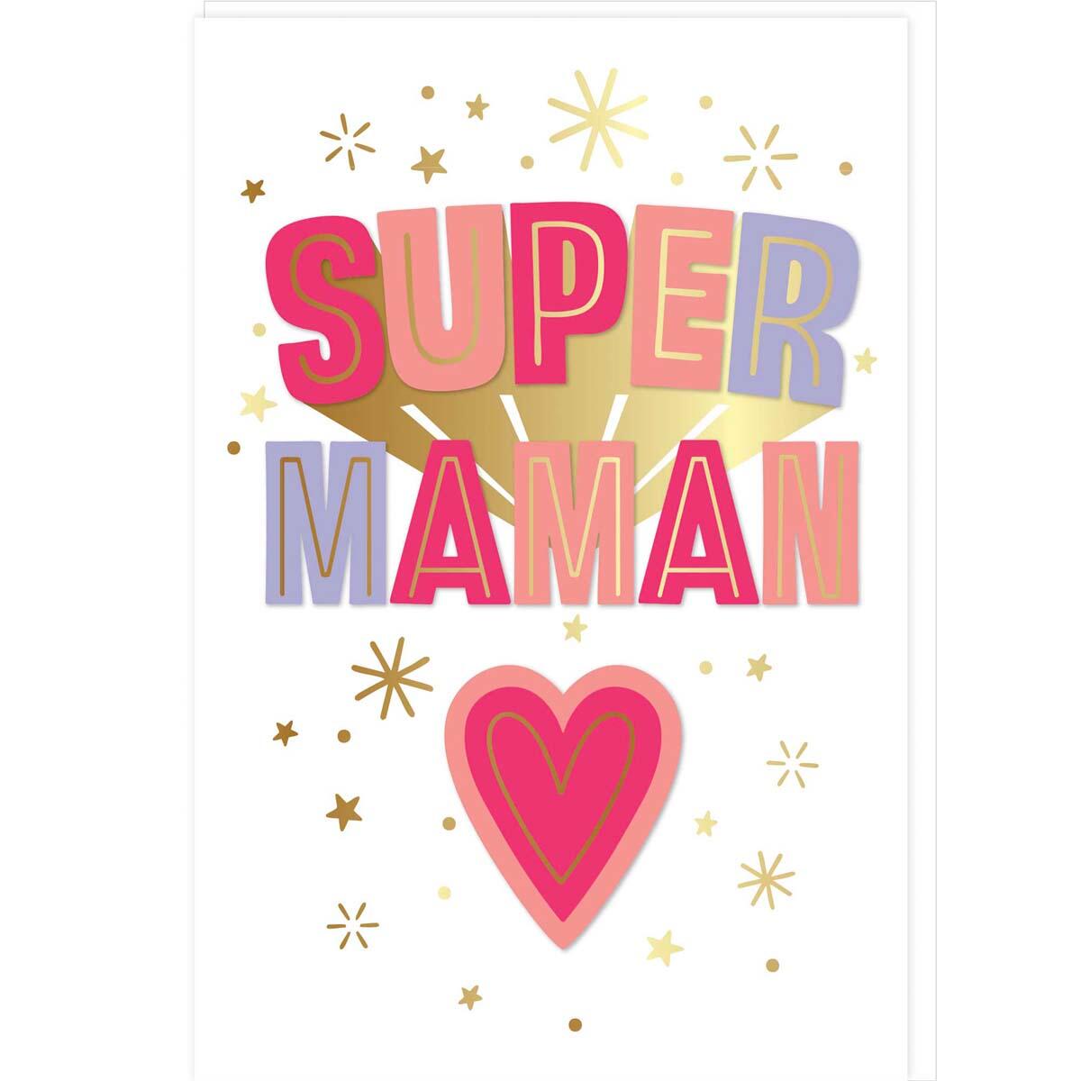 Carte Fête des mères Colorée - Super Maman