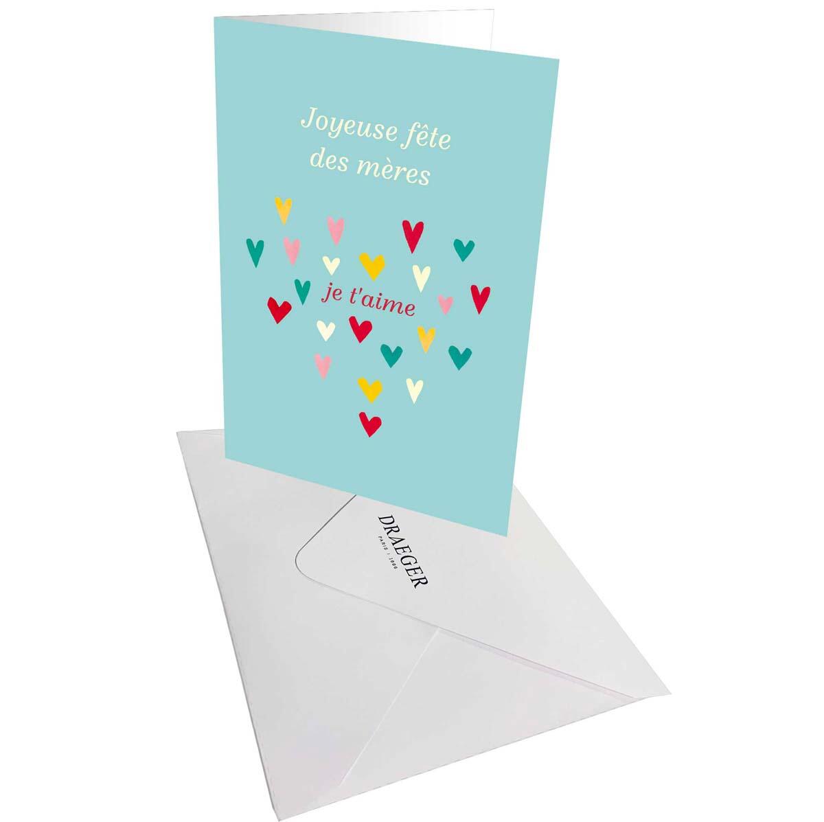 Carte Fête des mères Grand Cœur - Bleu