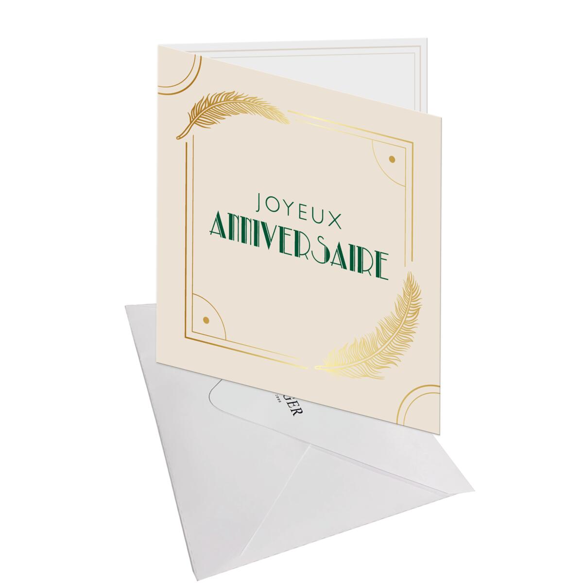 Carte anniversaire Gatsby Bon anniversaire plumes 3
