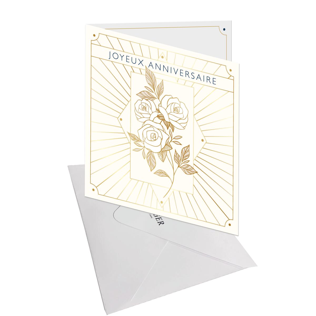 Carte anniversaire Gatsby Joyeux anniversaire roses 3