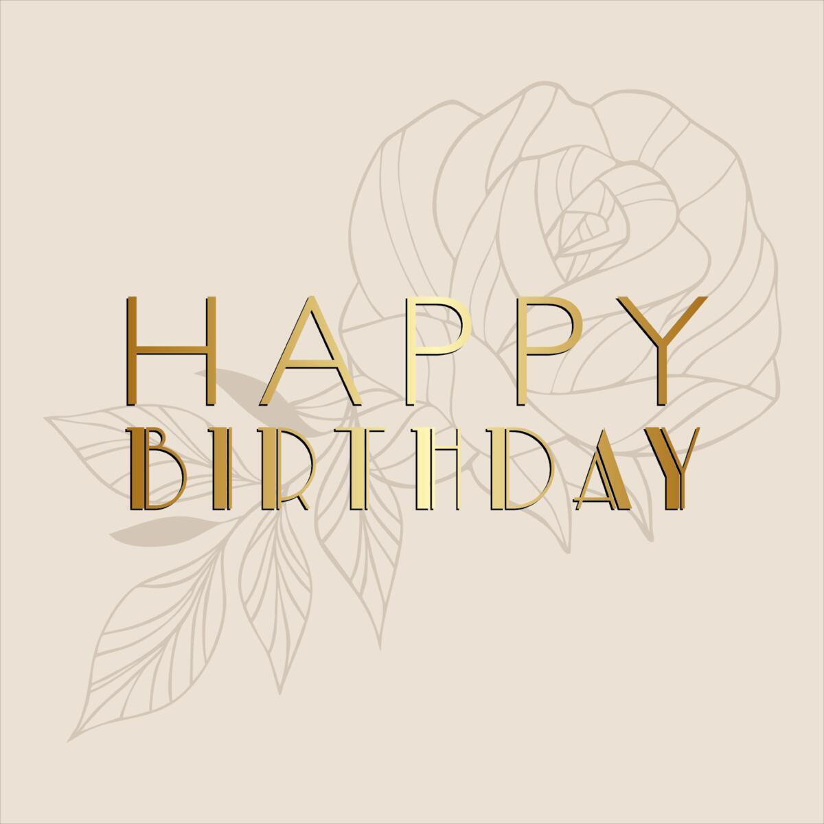Carte anniversaire Gatsby Happy birthday rose 1