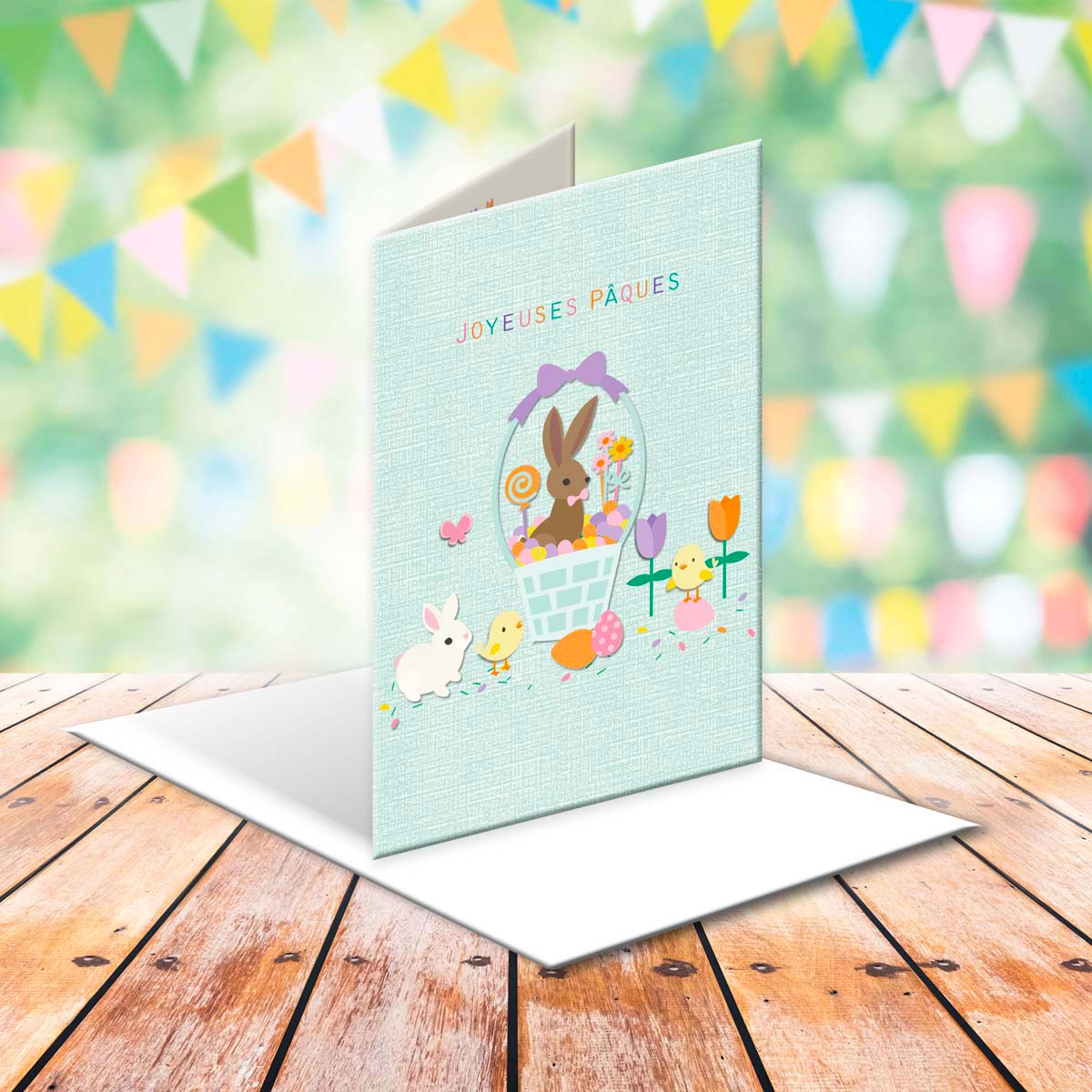 Carte Pâques Panier Gourmand