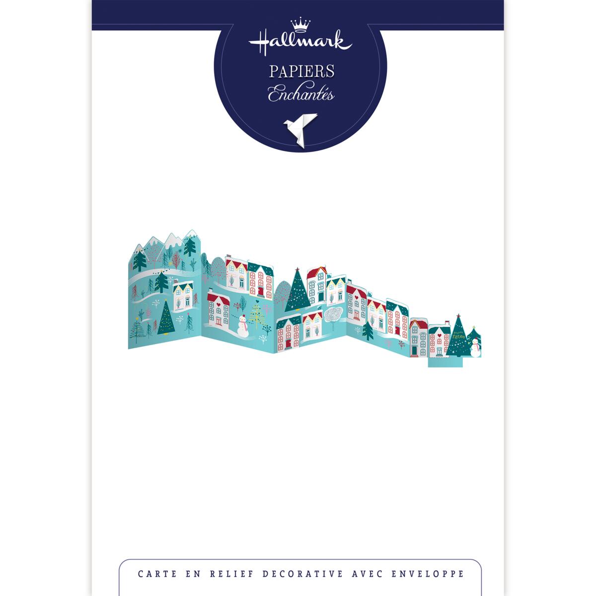 Carte de vœux accordéon Village enneigé 2