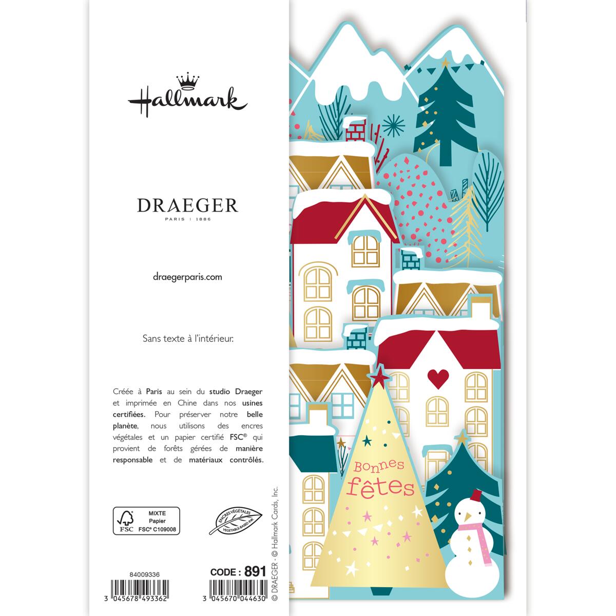 Carte de vœux accordéon Village enneigé 3