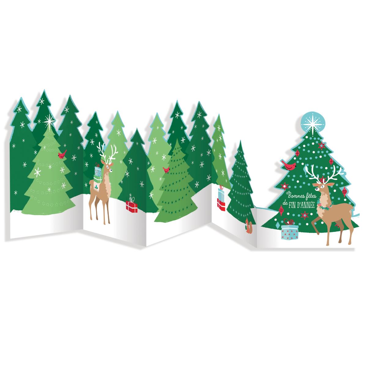 Carte de vœux accordéon Forêt de noël 2
