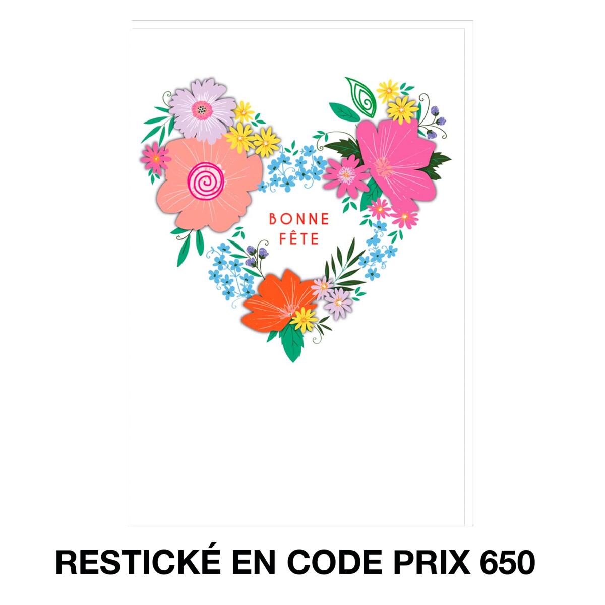 Carte fête des grands-mères Coeurs fleurs 1