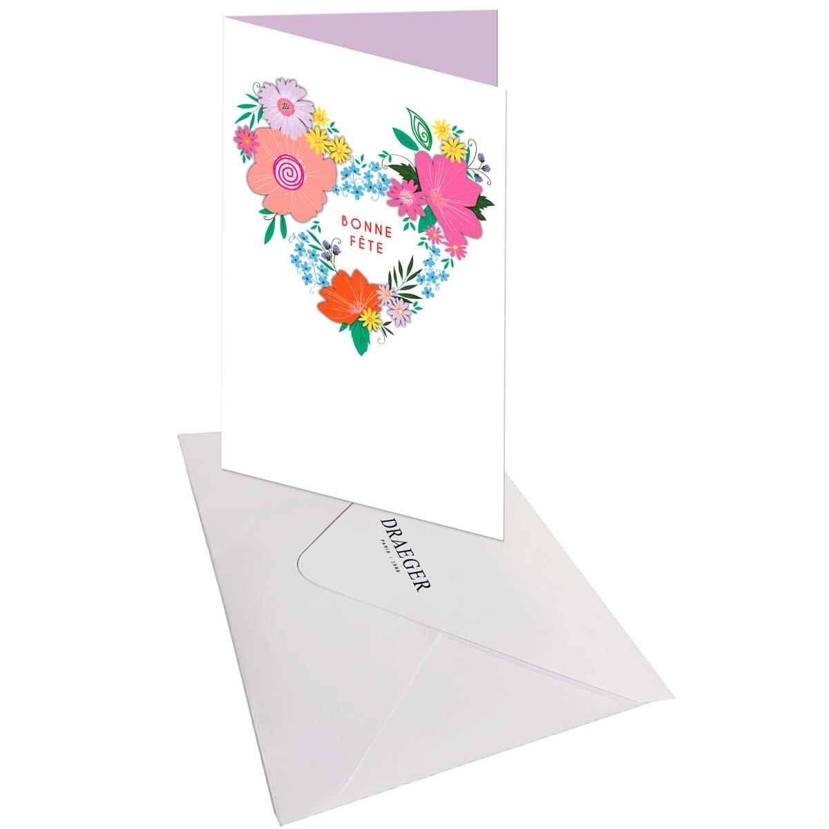 Carte fête des grands-mères Coeurs fleurs 3