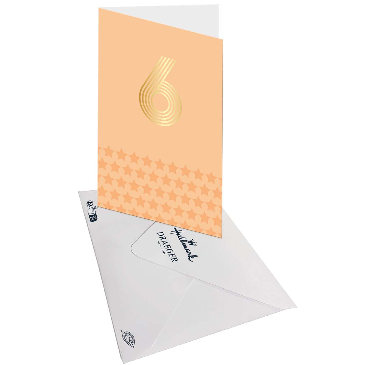 Tarjeta de 6º Cumpleaños en Oro - Naranja - Con Mensaje - Para Niño Niña - 11,5 x 17 cm