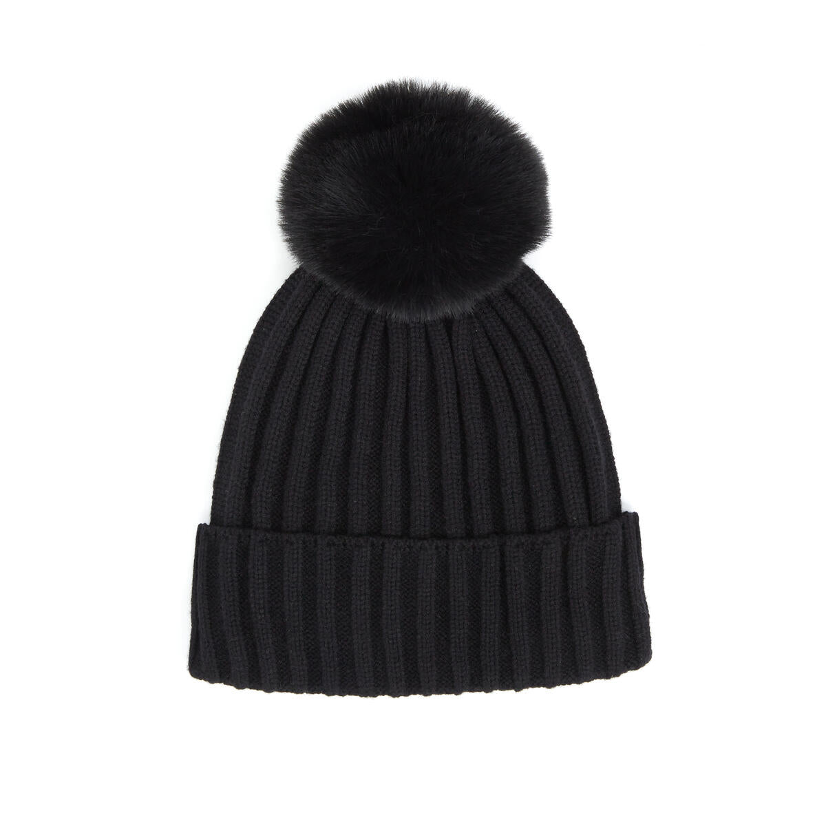 Gorro de canalé liso con pompón - 3 colores - Unisex - Talla única - algodón