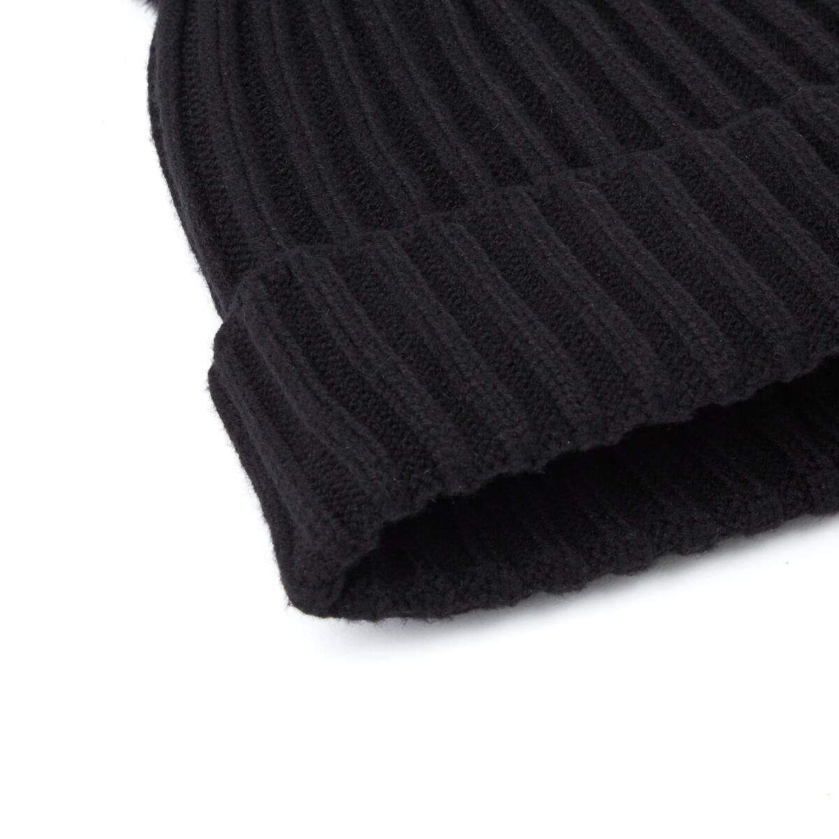 Gorro de canalé liso con pompón - 3 colores - Unisex - Talla única - algodón