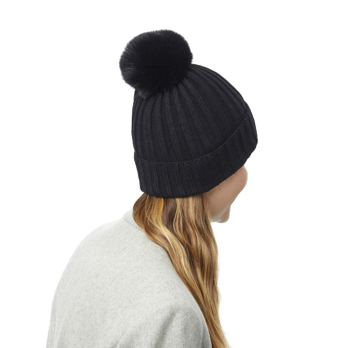Bonnet Côtelé Uni à Pompon - 3 coloris - Unisexe - Taille unique - coton