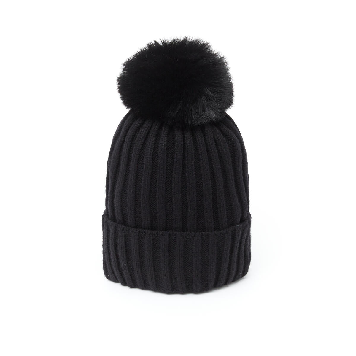Gorro de canalé liso con pompón - 3 colores - Unisex - Talla única - algodón