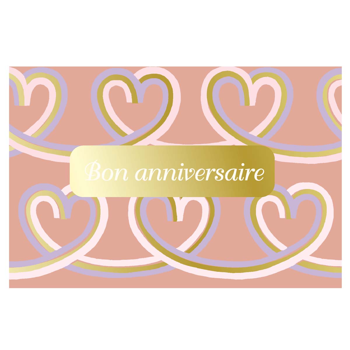 Carte Bon anniversaire motifs Cœurs - Rose