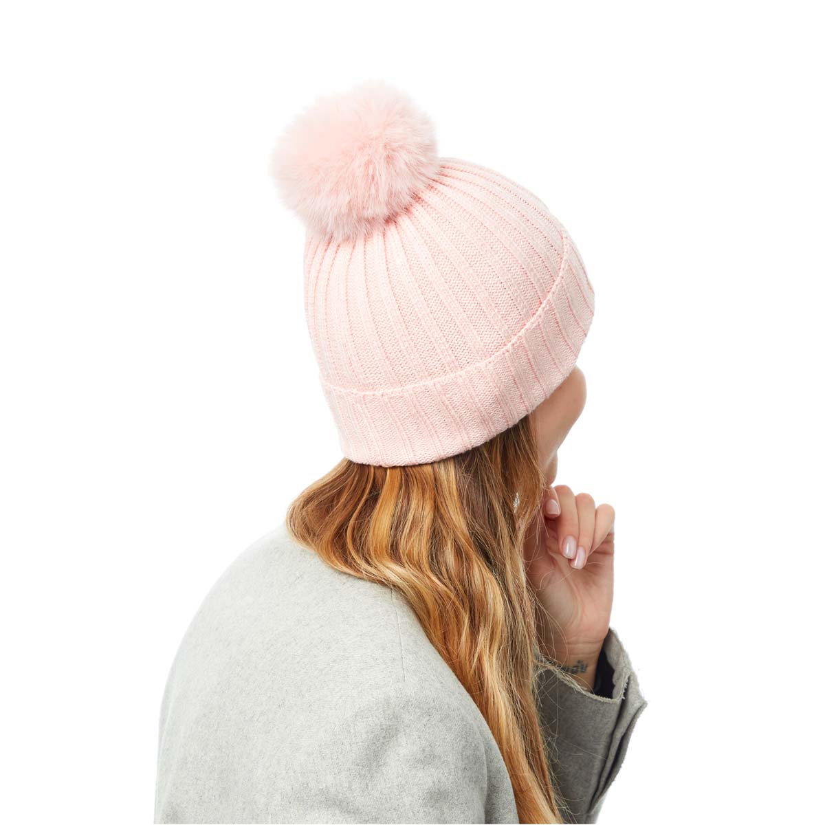 Gorro de canalé liso con pompón - 3 colores - Unisex - Talla única - algodón