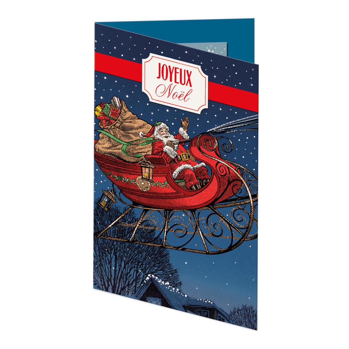 Carte de vœux Musicale Noël Traineau volant 2