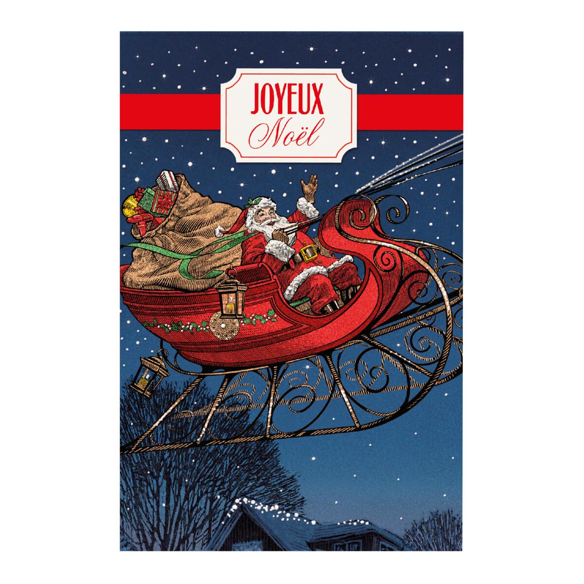 Carte de vœux Musicale Noël Traineau volant 2