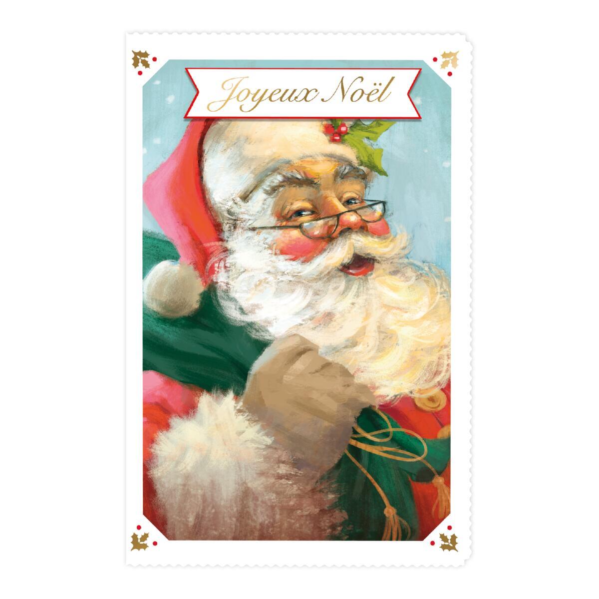 Carte de vœux Musicale Noël Père noël traditionnel 1