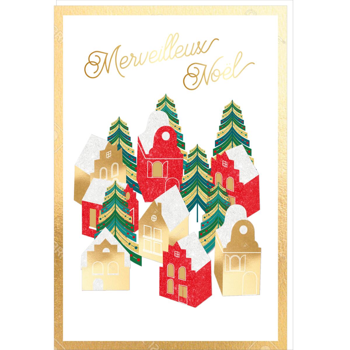 Carte de vœux Noël Chic Village noël 1