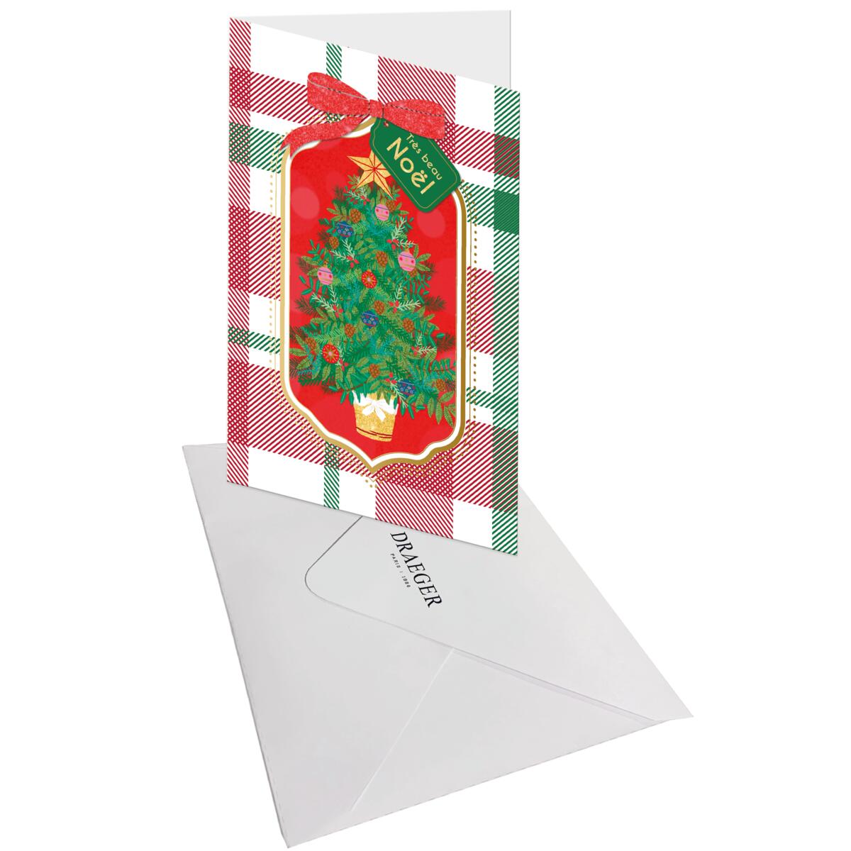 Carte de vœux Noël Chic Sapin tartan 3