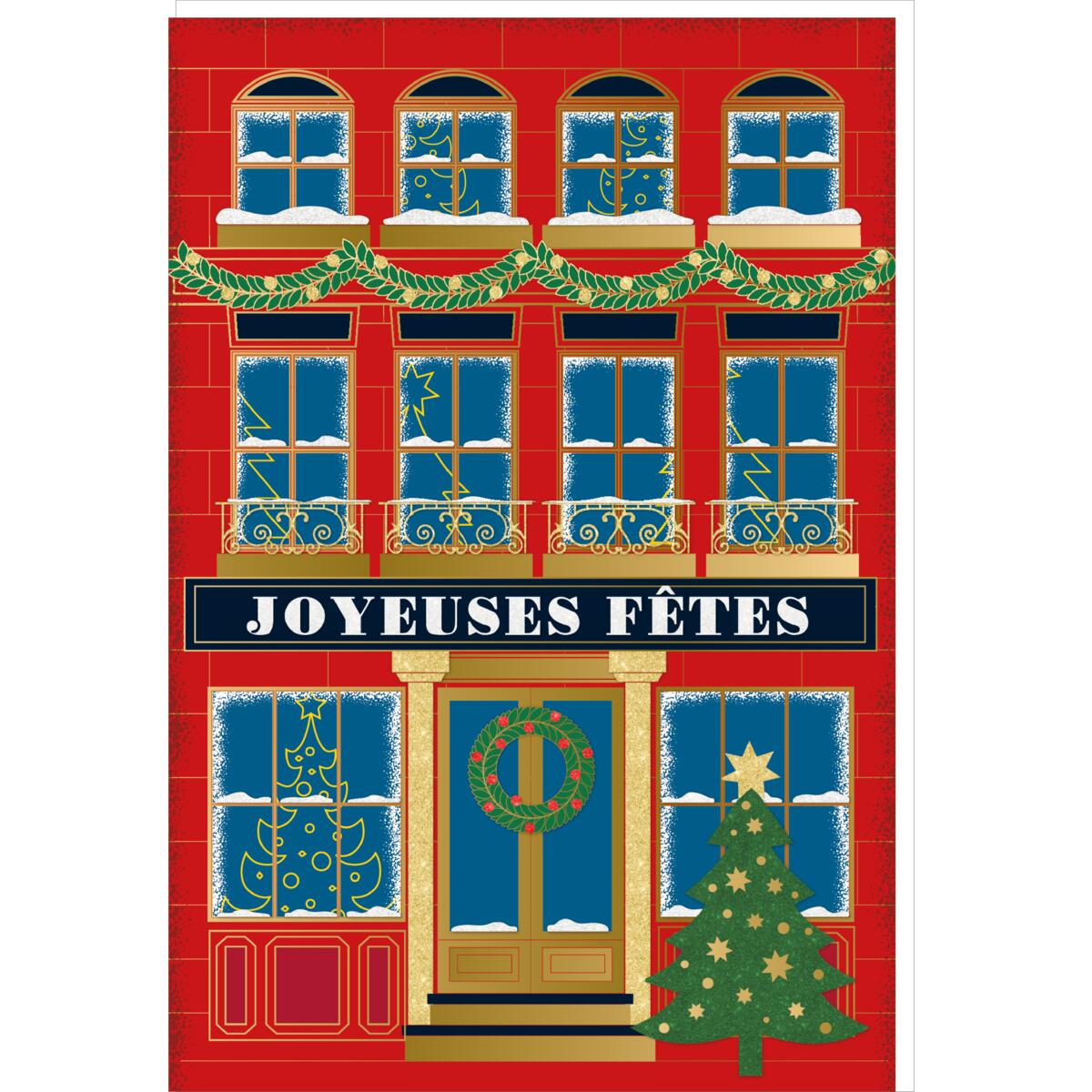 Carte de vœux Noël Chic Fenêtre maison 1