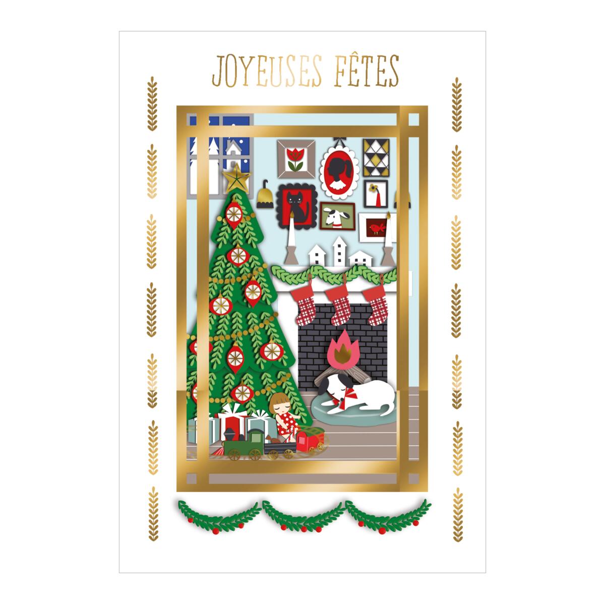 Carte de vœux Signature noël Cheminée 2