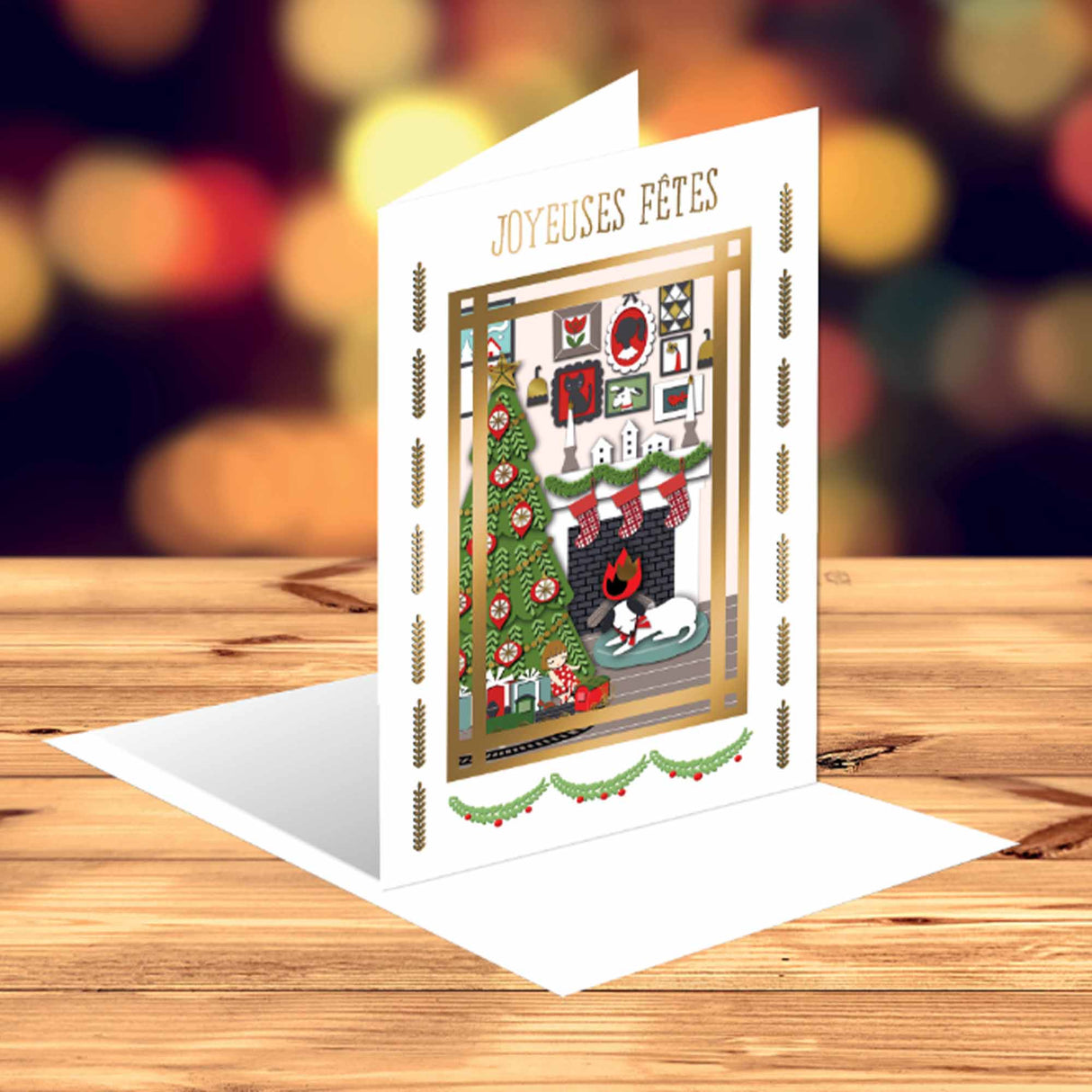 Tarjeta de árbol desmontable de feliz año nuevo