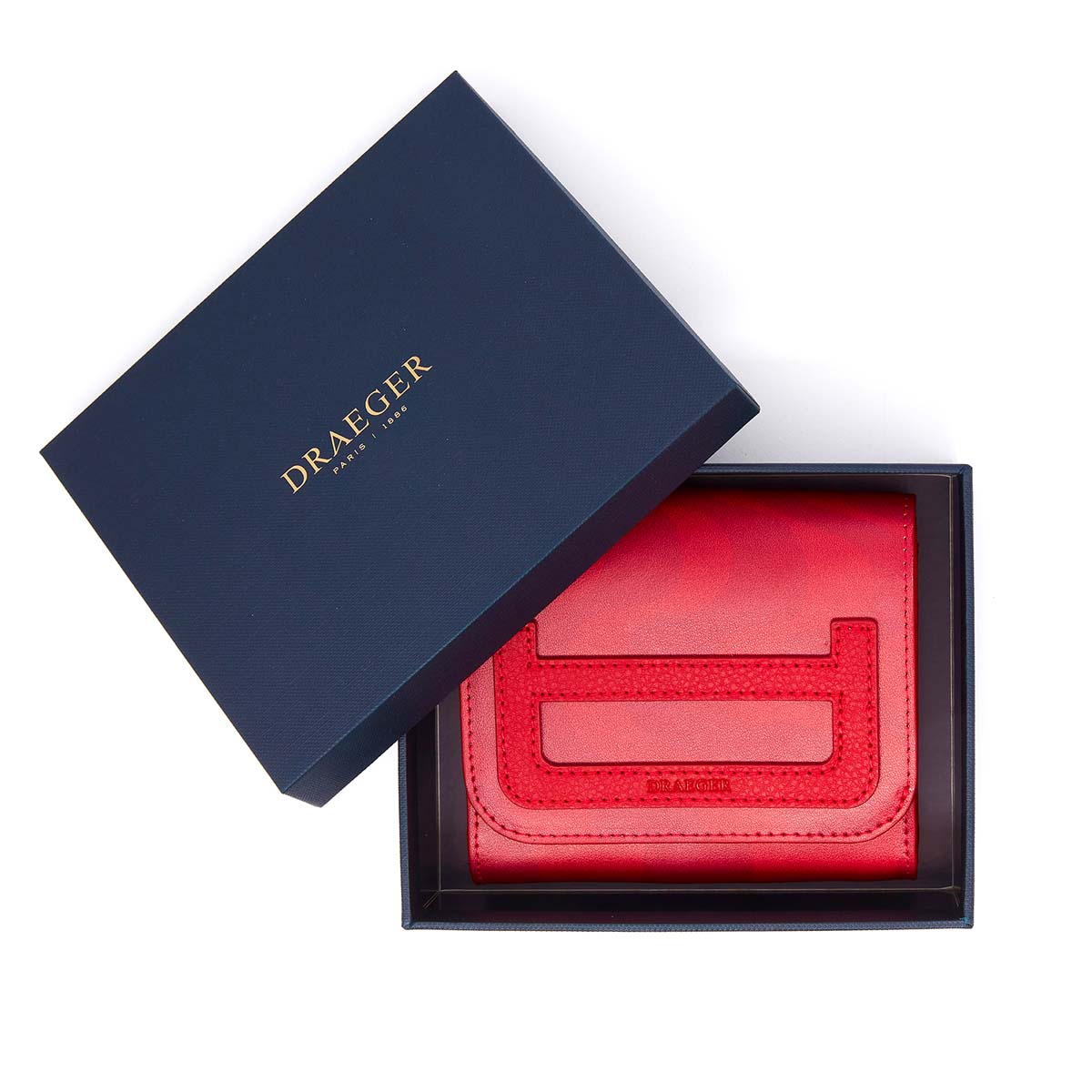 Porte-monnaie Femme à rabat en cuir - Rouge - Boîte