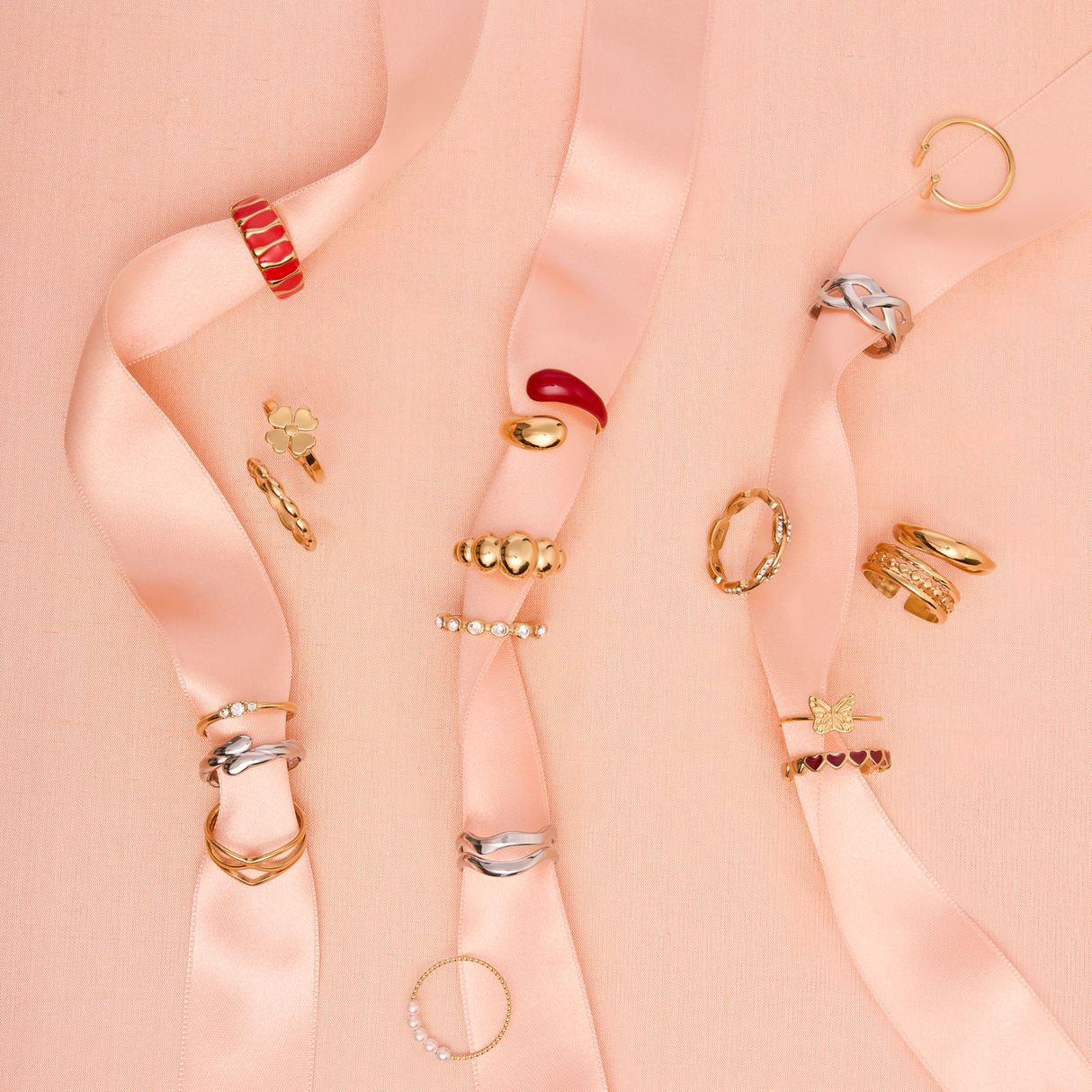 Bague Dorée à Pierres Rondes