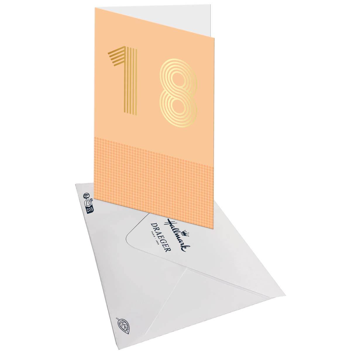18th birthday card in Gold - Orange - With message - For Teenagers Boys Girls - 11.5 x 17 cm