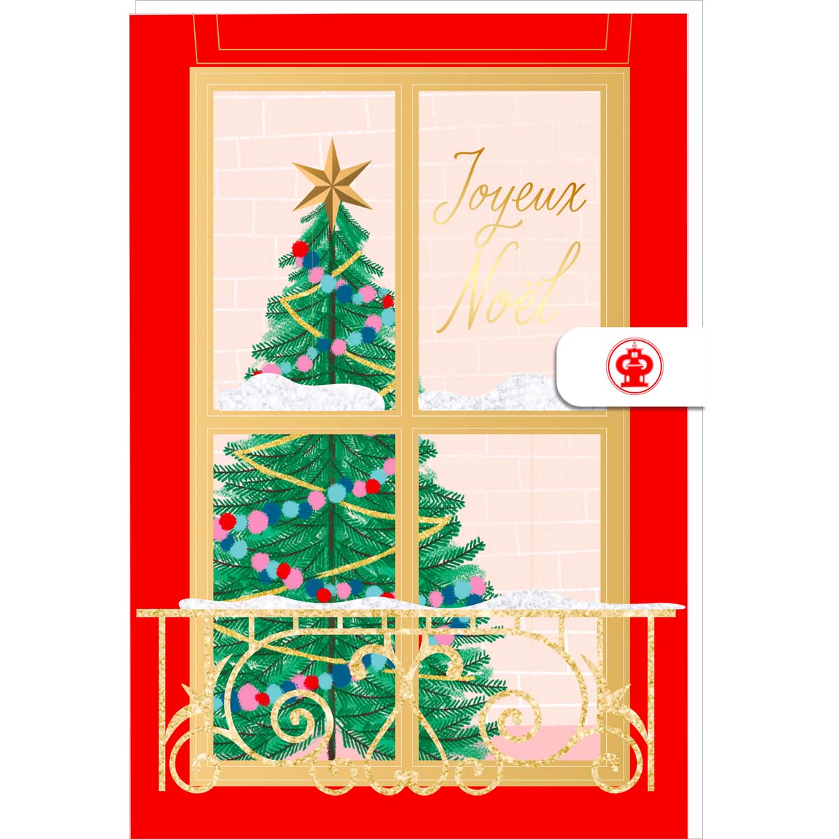Ventana del árbol de Navidad Tarjetas de felicitación