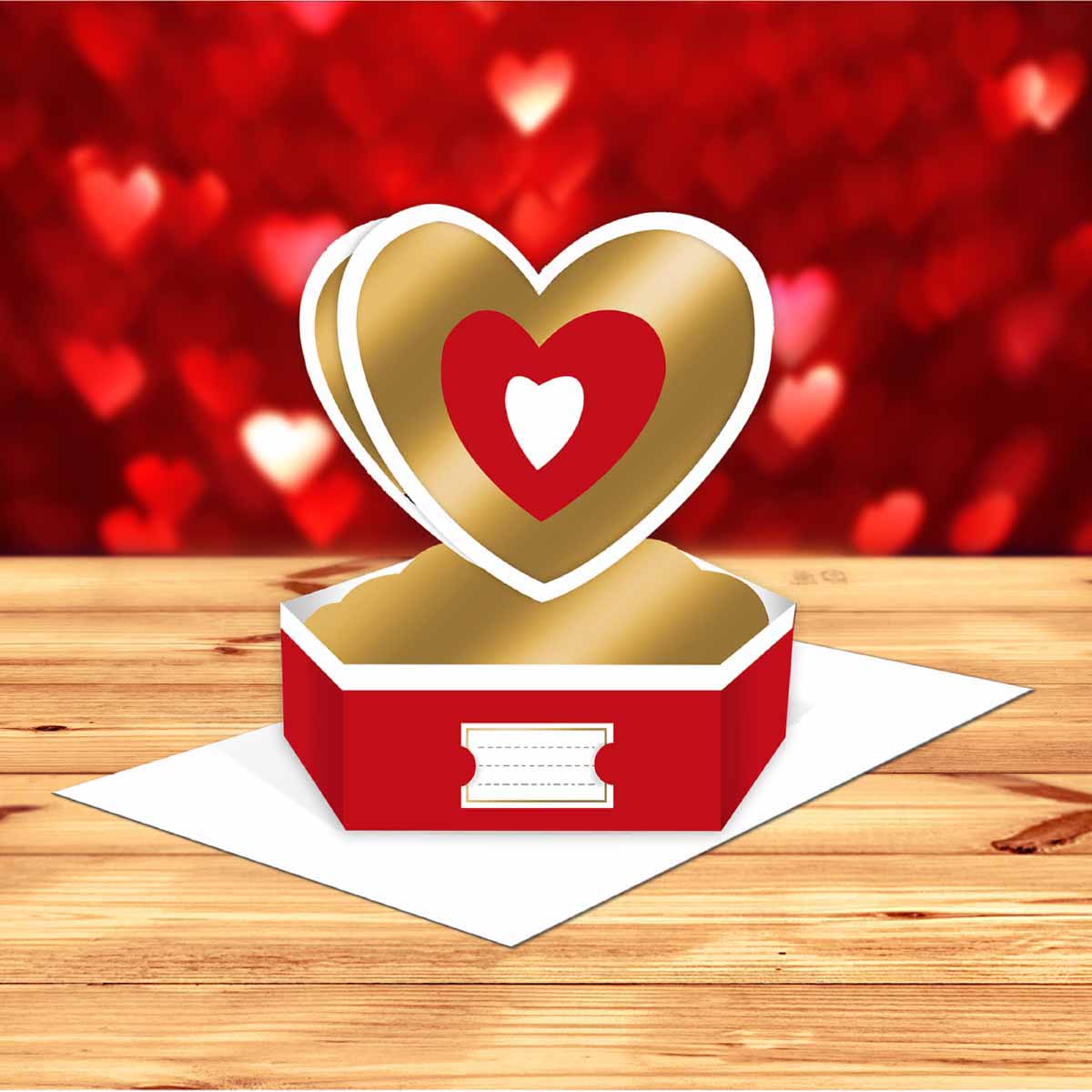 Tarjeta de San Valentín emergente 3D - Corazón